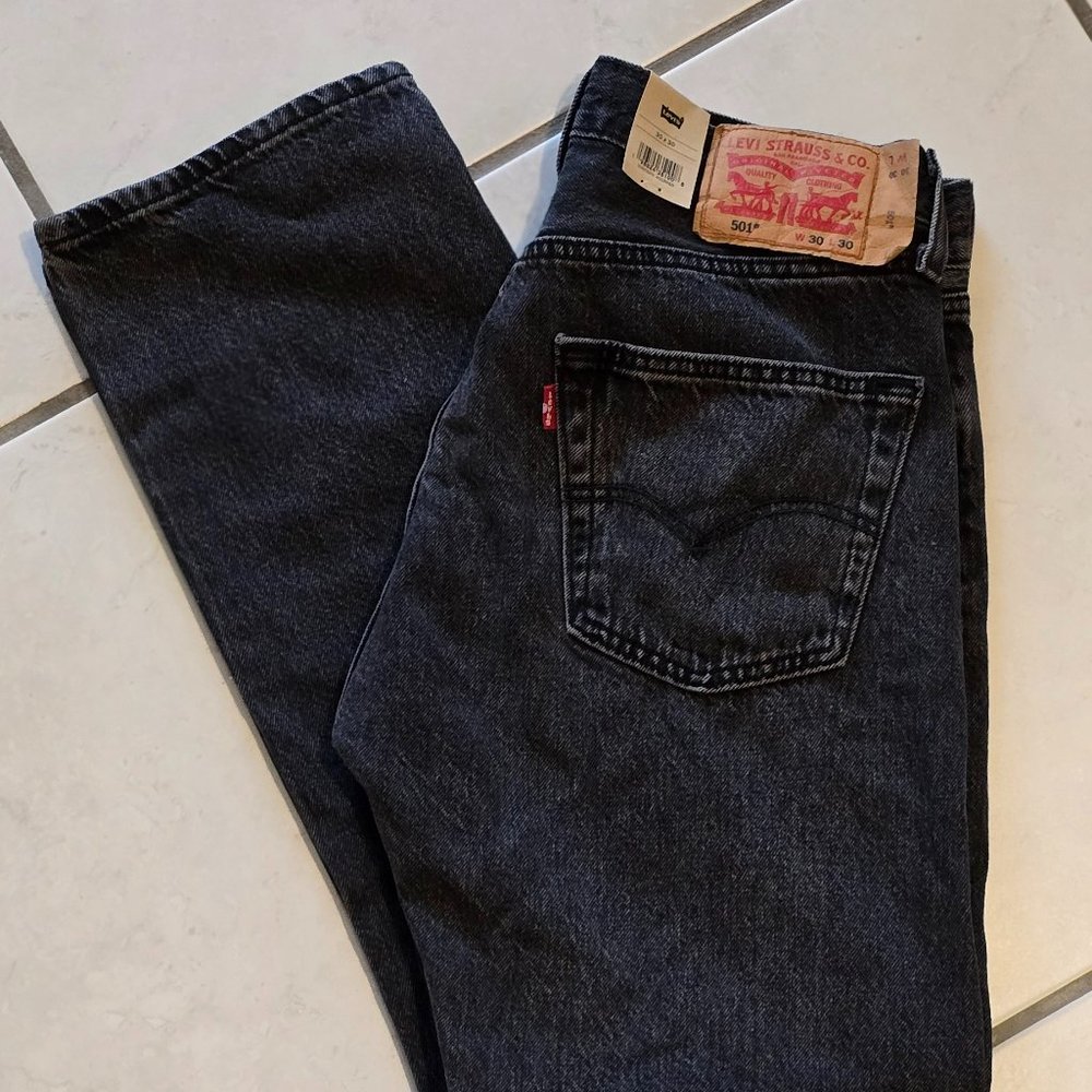 Levi's Mens 501 Original Fit Jeans, 30x30, Allnighter Black Non Stretch